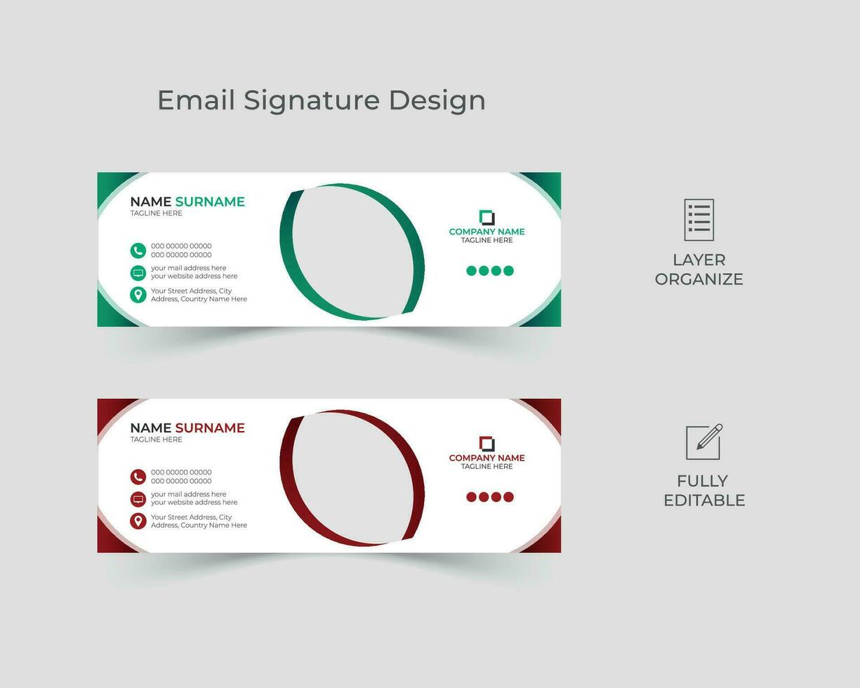 einfach und sauber Email Unterschrift Design, schwarz und Weiß Email Fusszeile Design, persönlich Sozial Medien Startseite Vorlage mit modern Layout. vektor