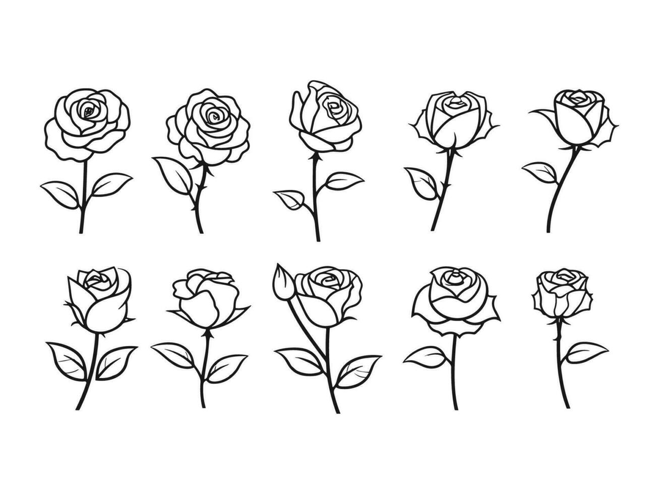 einstellen von minimalistisch Blumen Linie Kunst Vektor Illustration