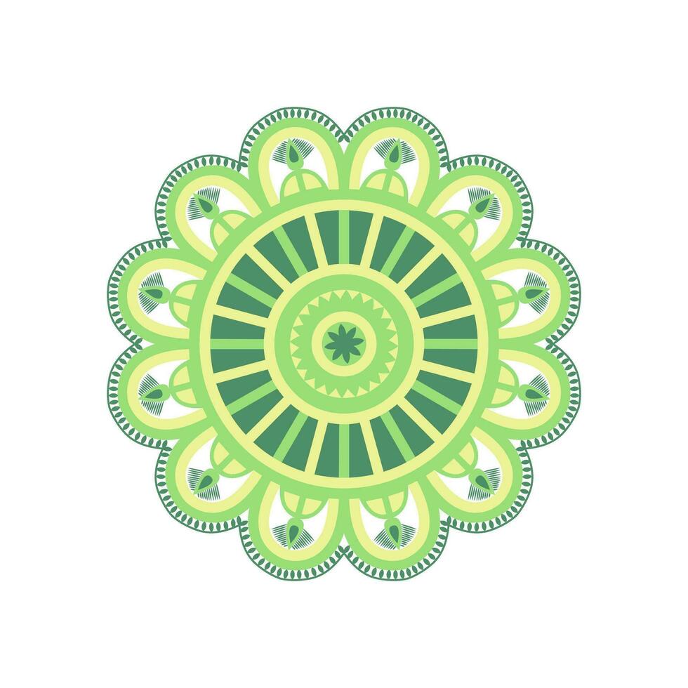 ethnisch Mandala mit bunt Ornament zum Kunst. ein Grün und Weiß kreisförmig Design mit ein kreisförmig Muster vektor