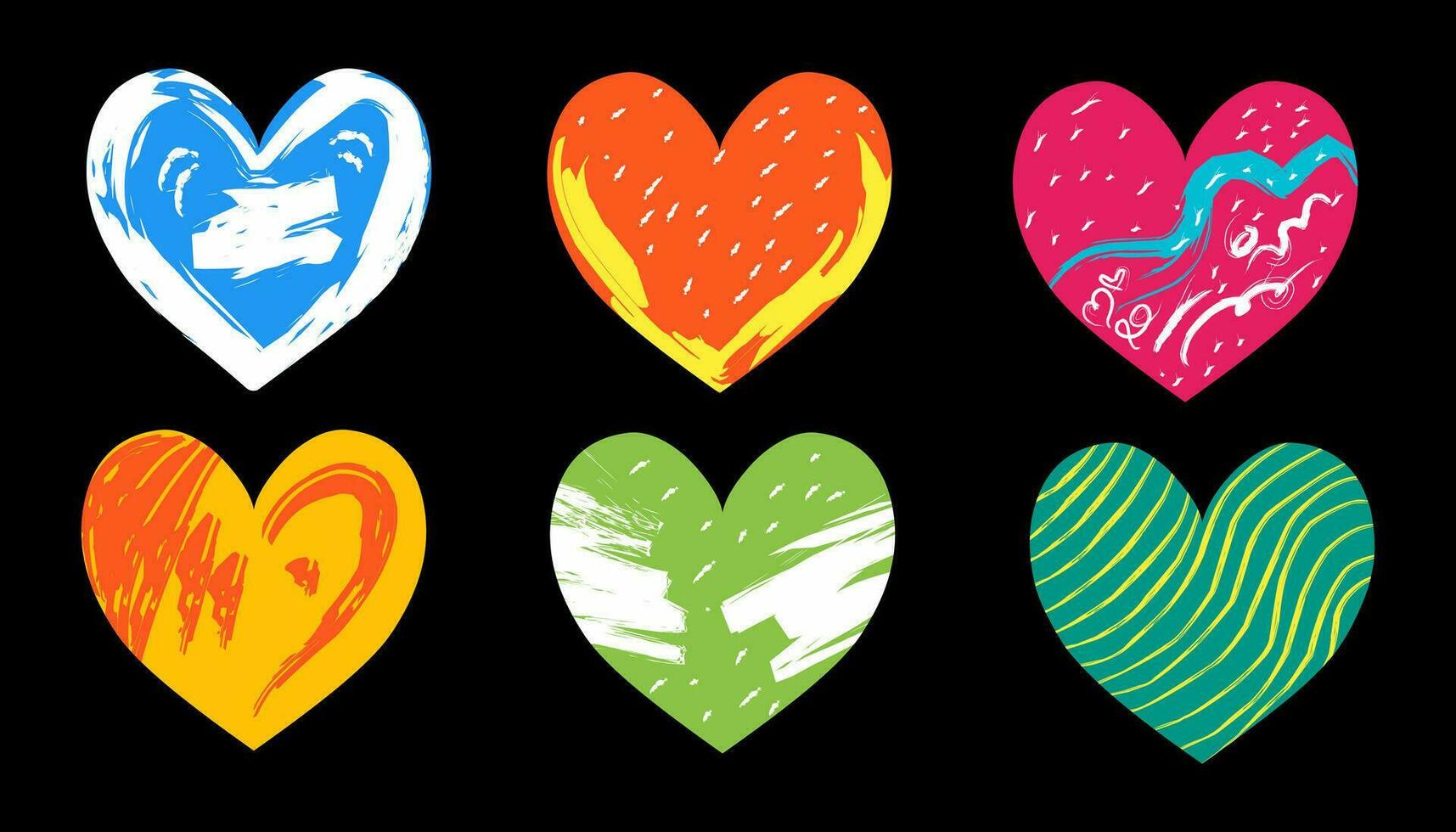 samling av färgrik hjärta former isolerat. perfekt för romantik, kärlek, mors dag, hjärtans dag begrepp. grafisk vektor illustration.