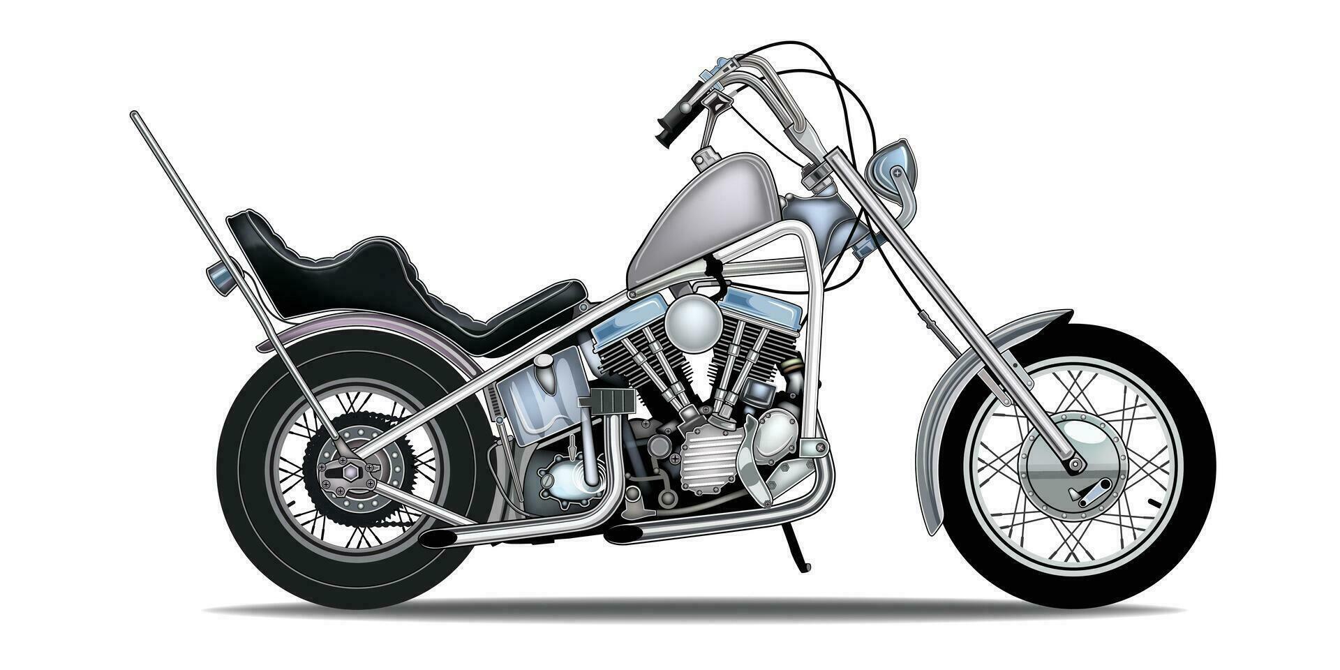 chopper motorcykel vektor illustration med isolerat vit bakgrund för bakgrund design.