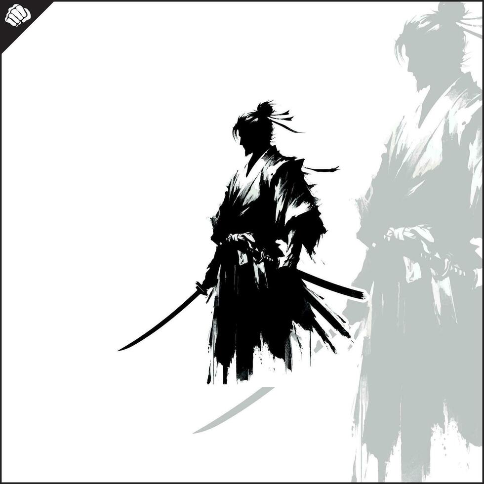 samuraj. japan krigare med katana gräsmatta. vektor