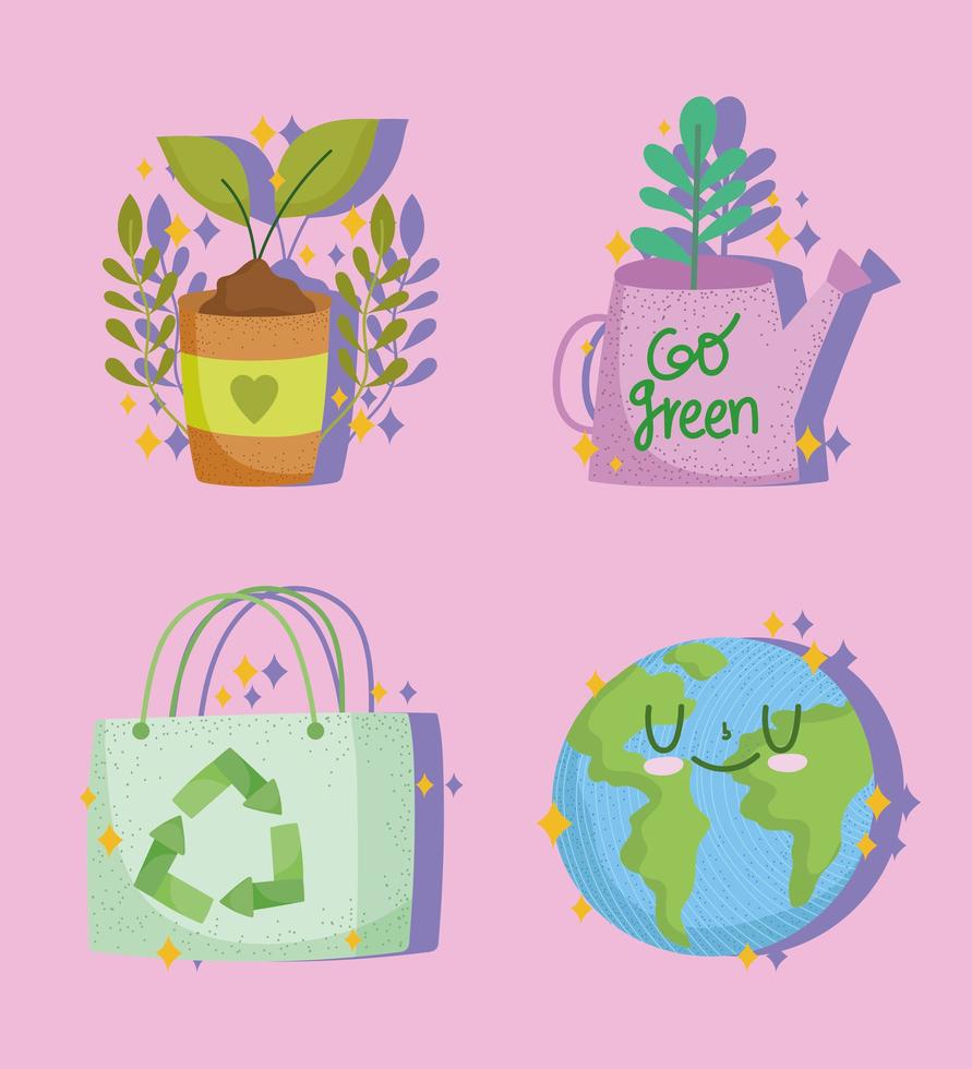ikoner hållbar planet vektor