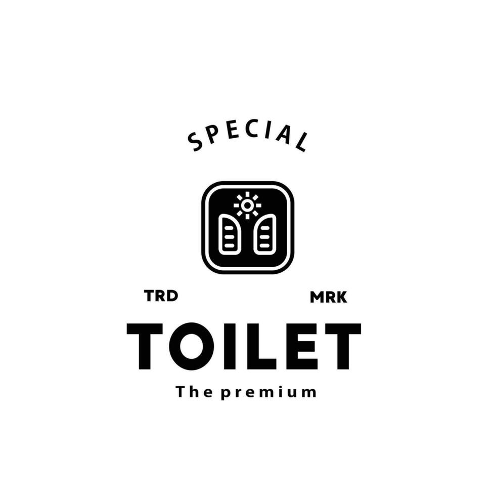 Toilette Silhouette Hipster Logo Schüssel Sanitärartikel Vektor Badezimmer. Bidet Toilette Linie Symbol Innere oben Aussicht