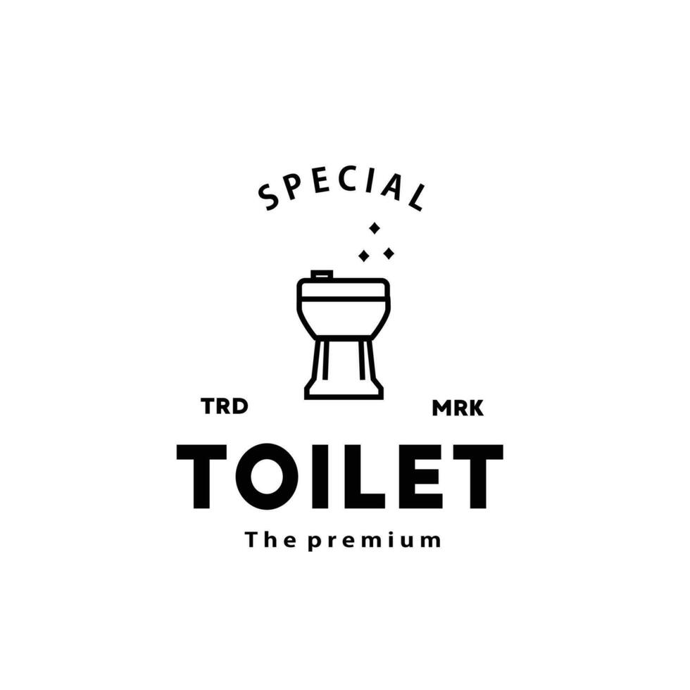 Toilette Linie Hipster Logo Schüssel Sanitärartikel Vektor Badezimmer. Bidet Toilette Linie Symbol Innere