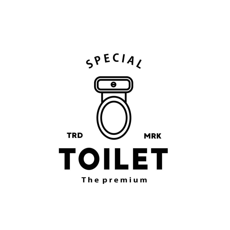 Toilette Linie Hipster Logo Schüssel Sanitärartikel Vektor Badezimmer. Bidet Toilette Linie Symbol Innere oben Aussicht