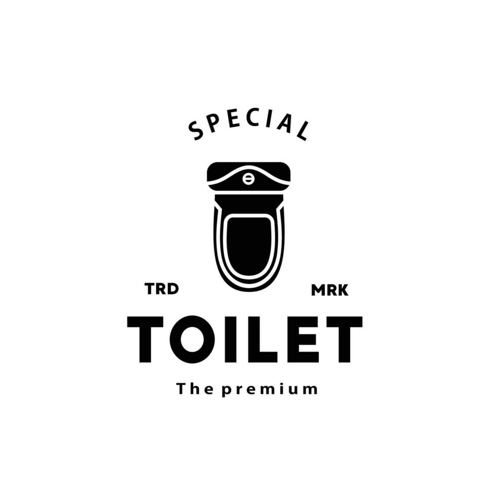 Toilette Silhouette Hipster Logo Schüssel Sanitärartikel Vektor Badezimmer. Bidet Toilette Linie Symbol Innere oben Aussicht