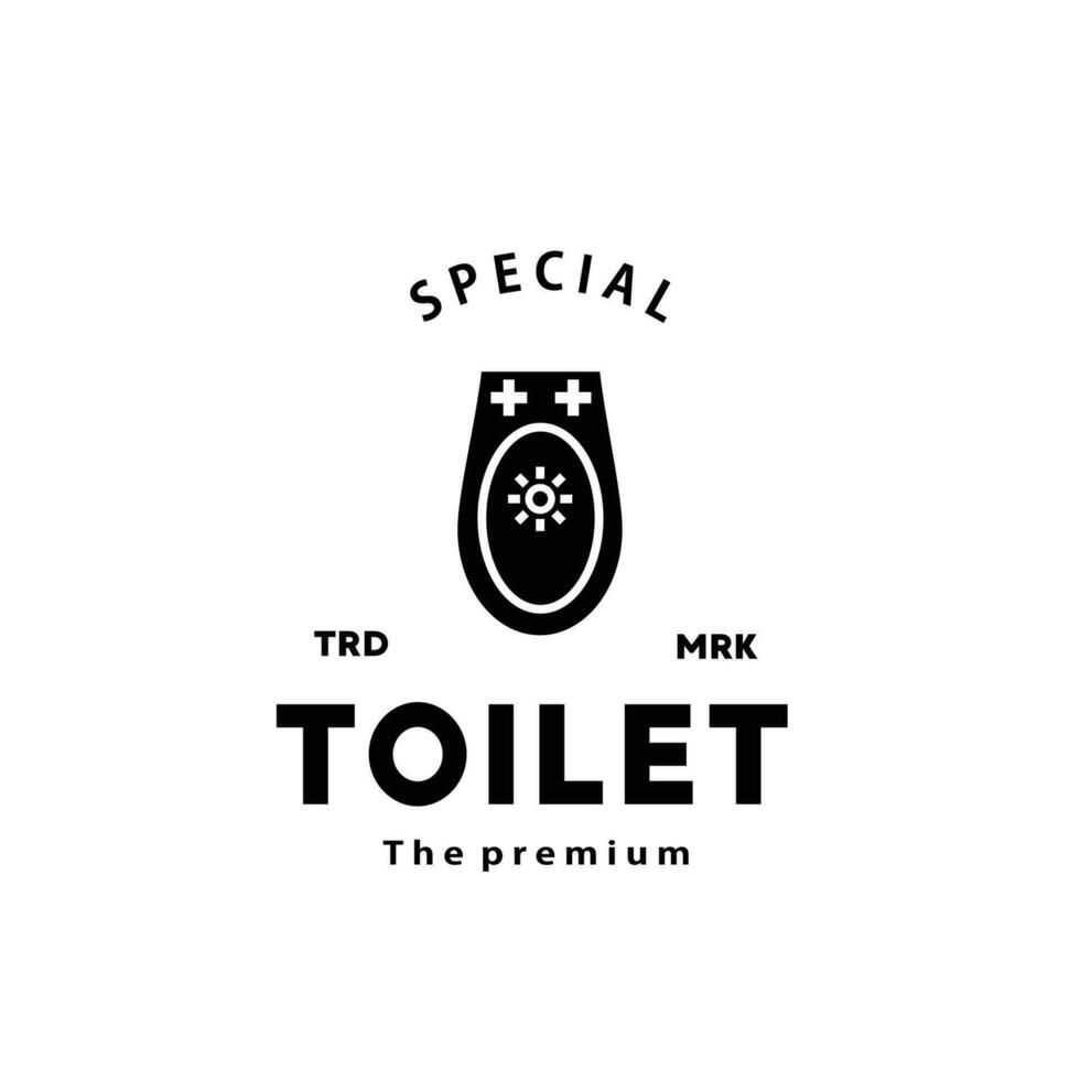 Toilette Silhouette Hipster Logo Schüssel Sanitärartikel Vektor Badezimmer. Bidet Toilette Linie Symbol Innere oben Aussicht