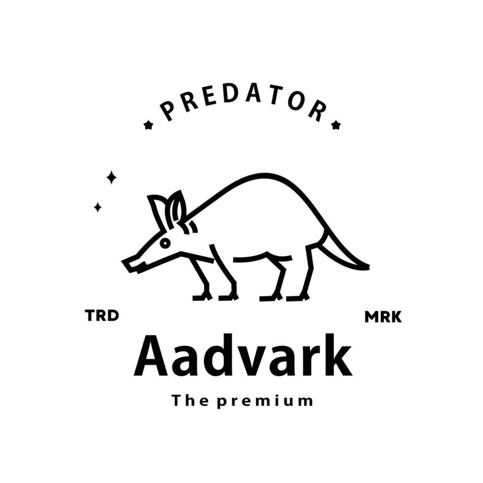 årgång retro hipster aadvark logotyp vektor översikt monoline konst ikon