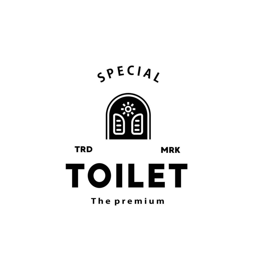 Toilette Silhouette Hipster Logo Schüssel Sanitärartikel Vektor Badezimmer. Bidet Toilette Linie Symbol Innere oben Aussicht