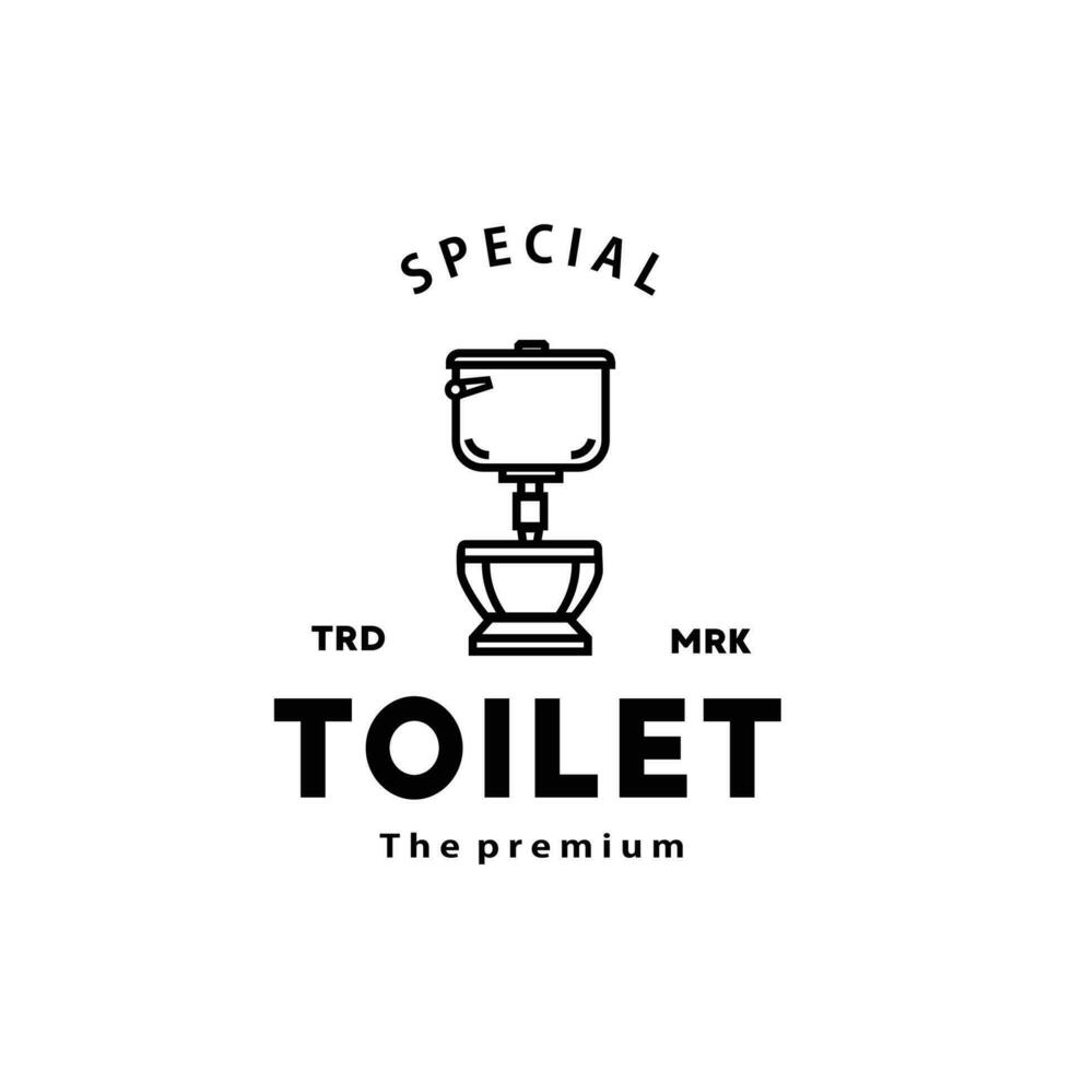 Toilette Linie Hipster Logo Schüssel Sanitärartikel Vektor Badezimmer. Bidet Toilette Linie Symbol Innere