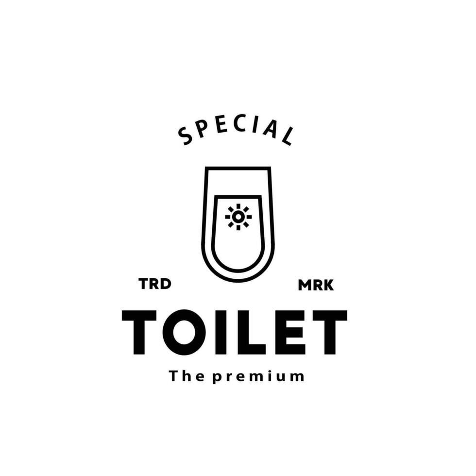 Toilette Linie Hipster Logo Schüssel Sanitärartikel Vektor Badezimmer. Bidet Toilette Linie Symbol Innere oben Aussicht