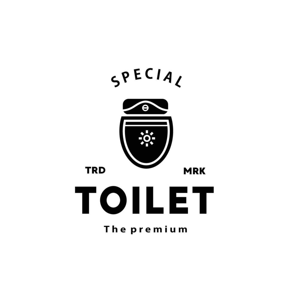 Toilette Silhouette Hipster Logo Schüssel Sanitärartikel Vektor Badezimmer. Bidet Toilette Linie Symbol Innere oben Aussicht