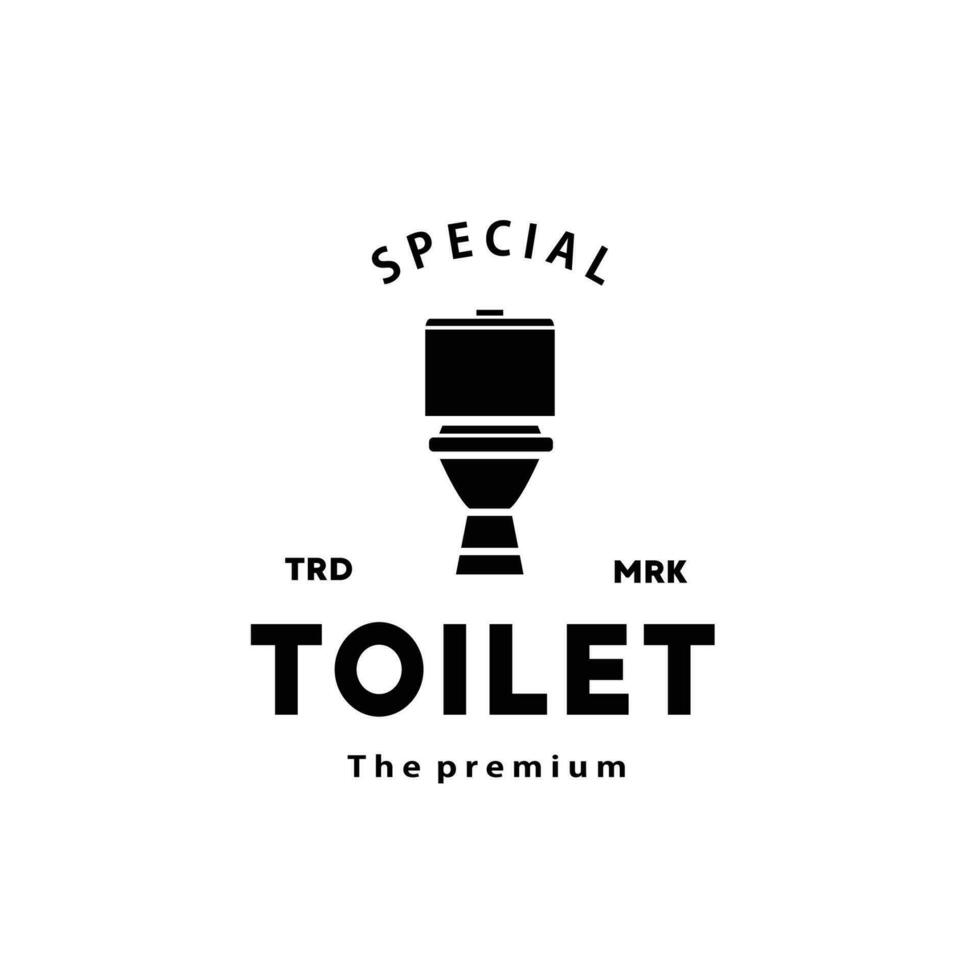 Toilette Hipster Silhouette Logo Schüssel Sanitärartikel Vektor Badezimmer. Bidet Toilette Linie Symbol Innere