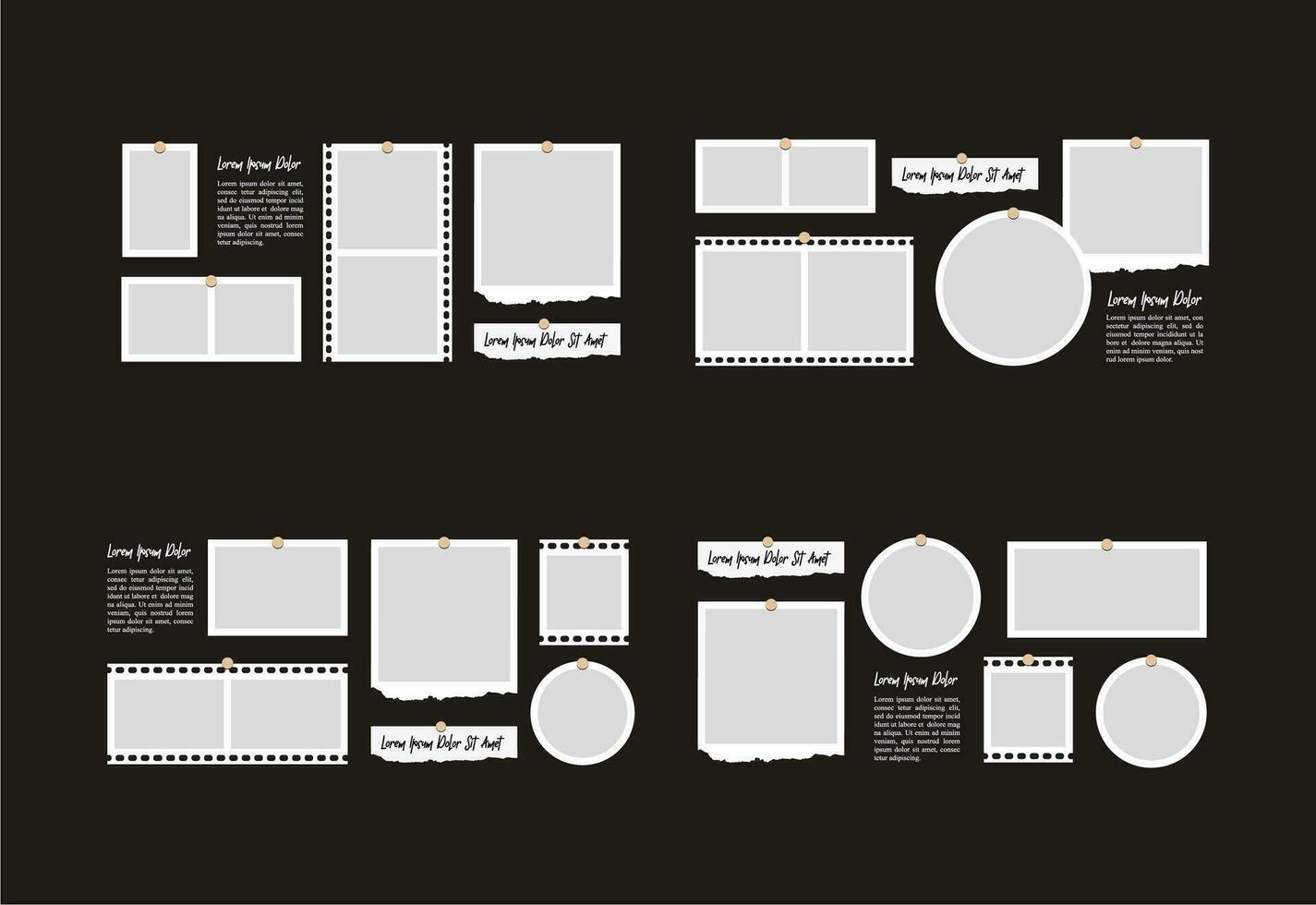 bilder eller foton ram collage. serier sida rutnät layout abstrakt Foto ramar och digital Foto vägg mall vektor