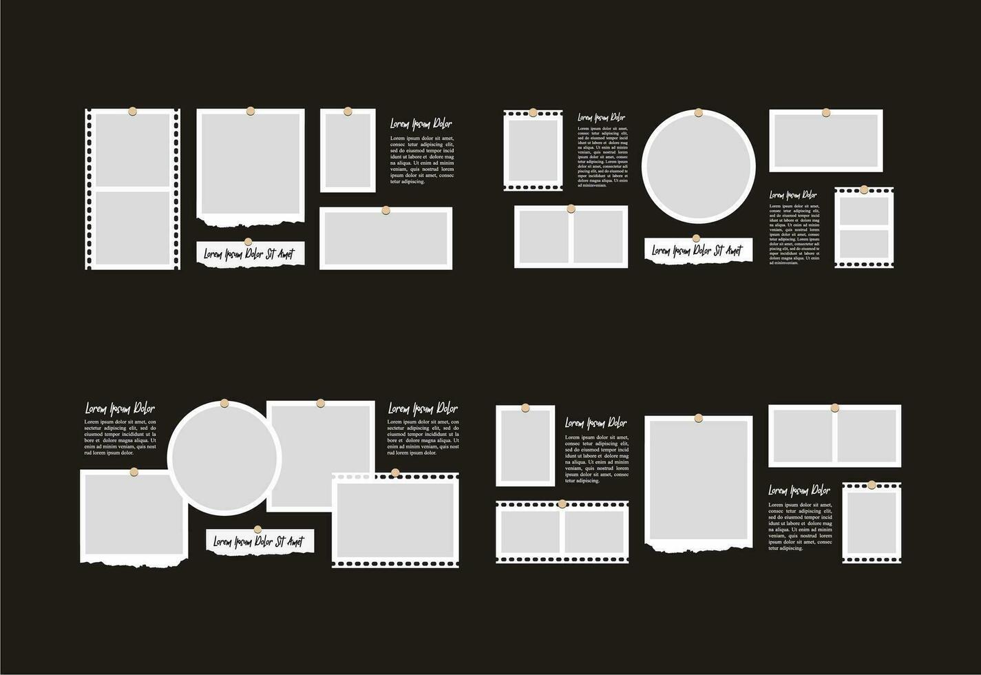 bilder eller foton ram collage. serier sida rutnät layout abstrakt Foto ramar och digital Foto vägg mall vektor