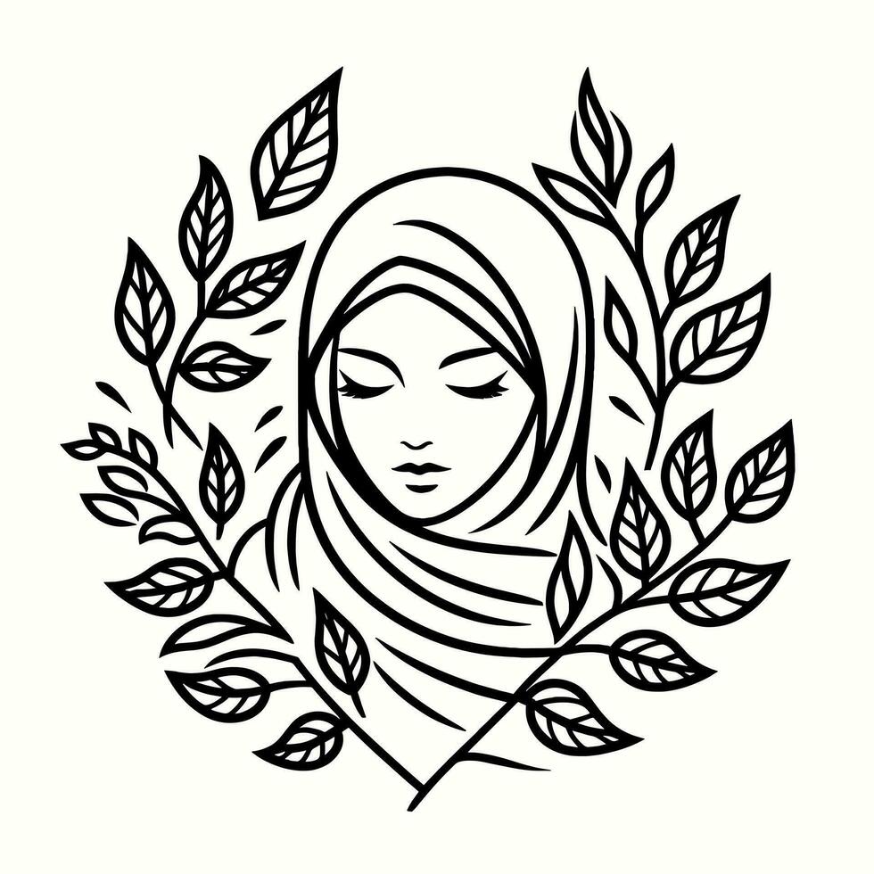 ai generiert Vektor Frauen Hijab Schönheit muslimah Mode eben Design Schal Logo