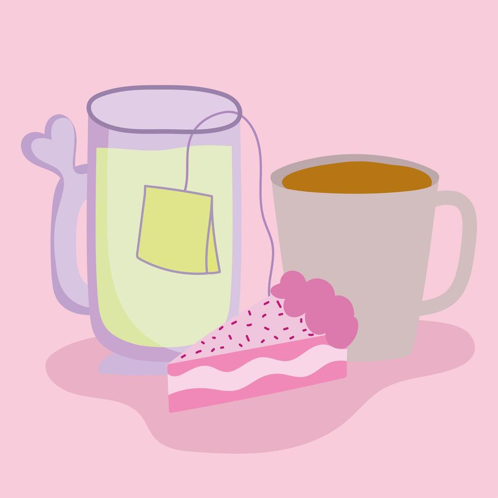 kaffe te och tårta vektor