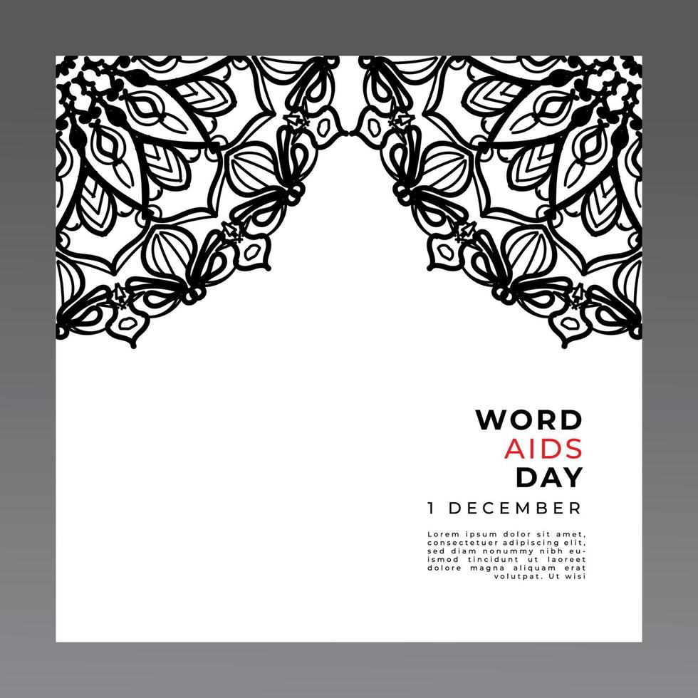 1. Dezember Welt-Aids-Tag-Banner oder Kartenvorlage und Hintergrund mit Mandala vektor