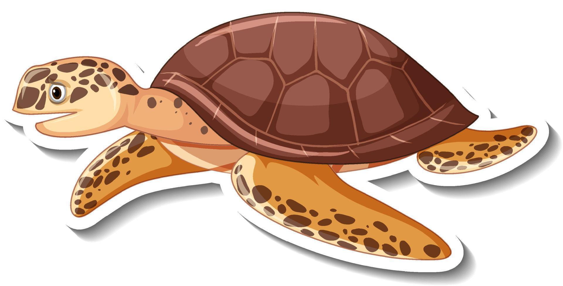 Meerestier-Cartoon-Aufkleber mit Schildkröte vektor
