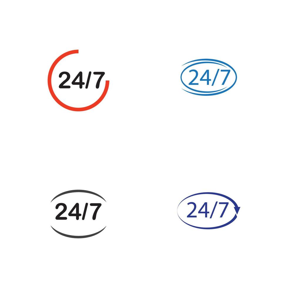 öppen 24-7 ikon vektor logotyp mall illustration design
