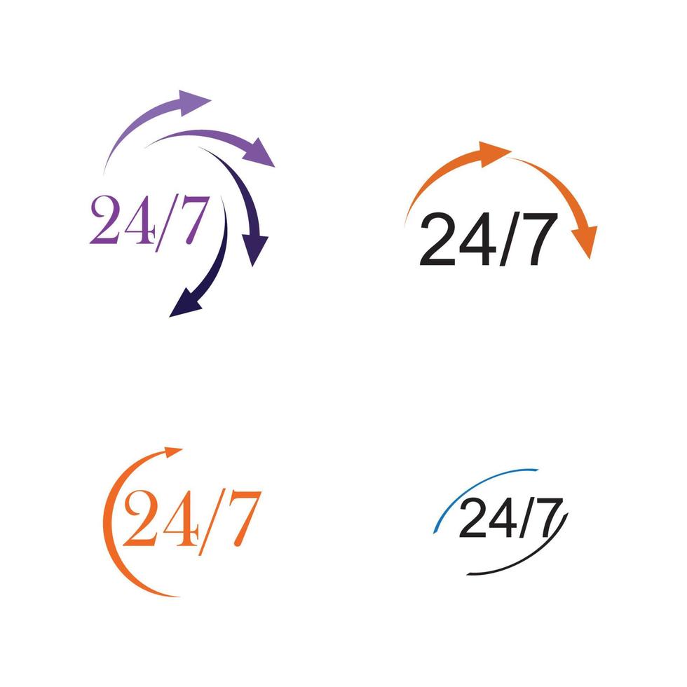 öppen 24-7 ikon vektor logotyp mall illustration design