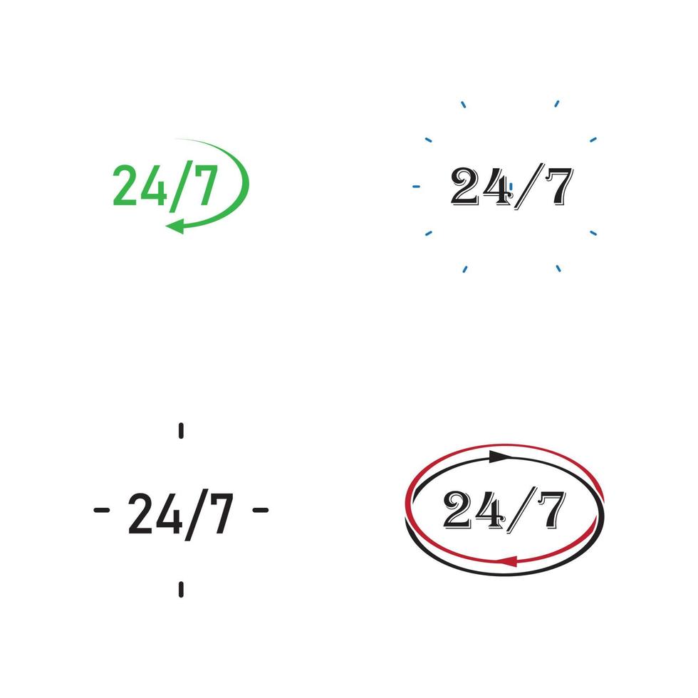 Öffnen Sie 24-7 Symbol Vektor Logo Vorlage Illustration Design