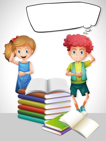 Sprechblase Vorlage mit Kindern und Büchern vektor