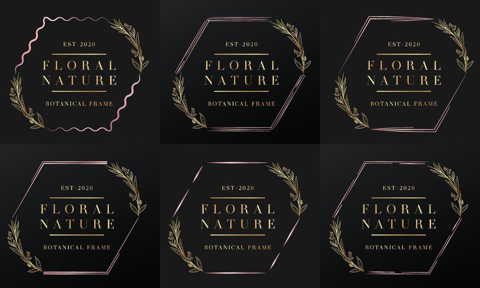 handgezeichneter goldener botanischer und floraler Rahmen für botanisches Logo vektor