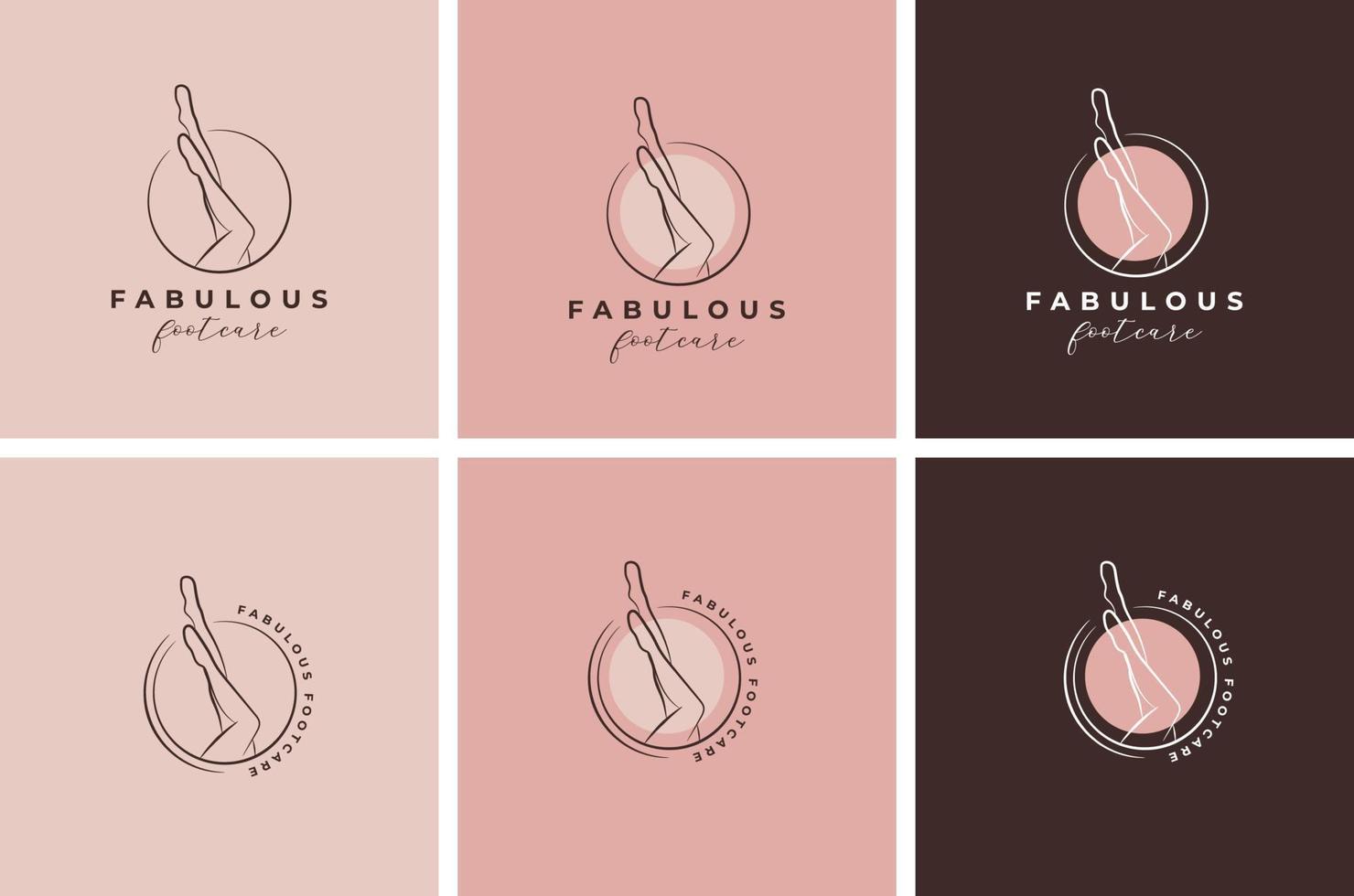 Frauenfußpflege-Logo-Design und Mädchen-Beinpflege-Logo-Sammlungsvorlage vektor