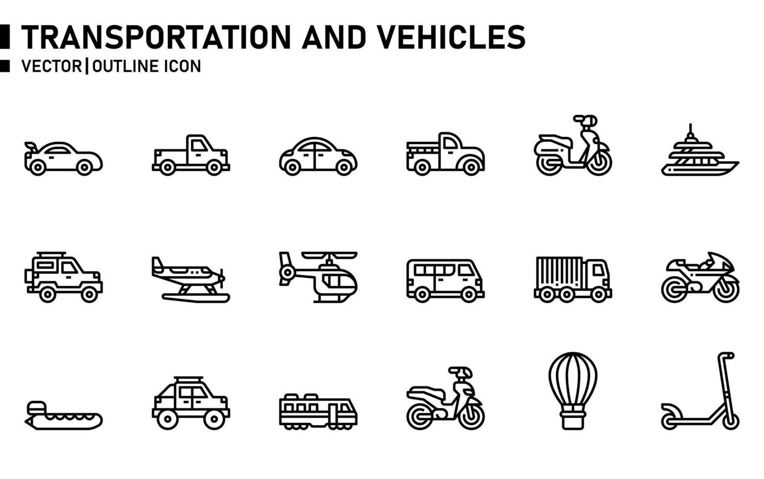 Transport- und Fahrzeugsymbol vektor