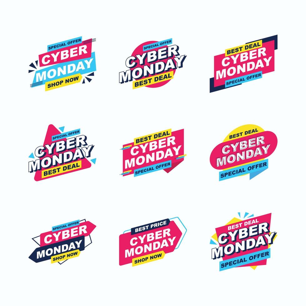 Cyber Montag Sticker Pack vektor