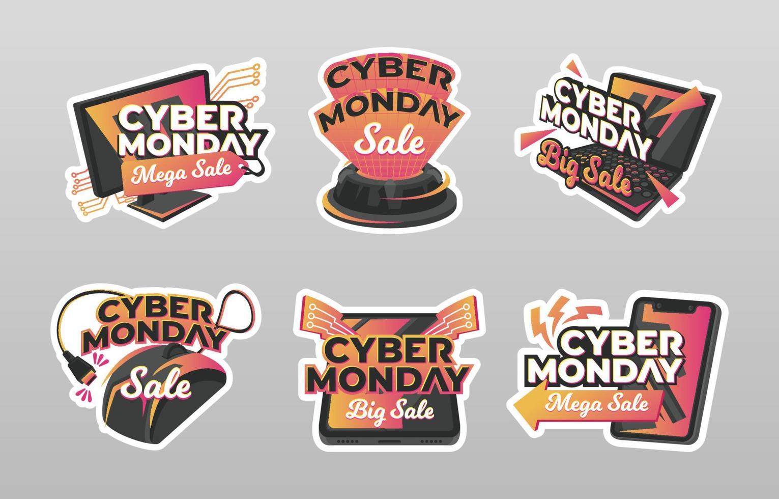 Cyber Monday Sale Sticker Sammlung vektor