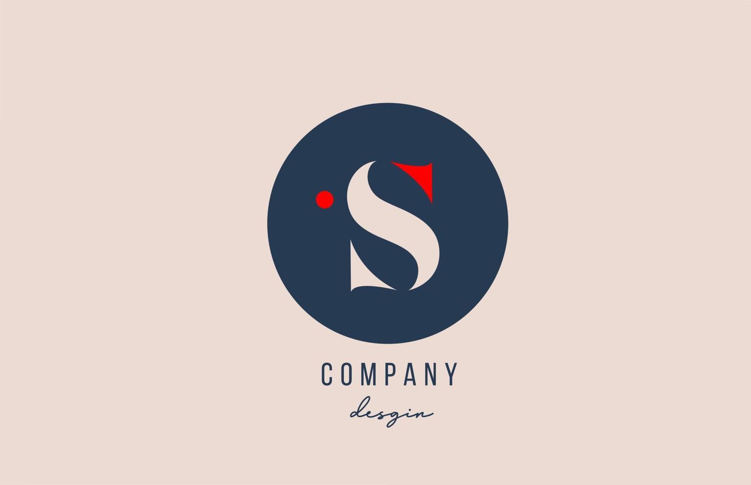 Red Dot s Buchstaben Alphabet Logo Icon Design mit blauem Kreis für Unternehmen und Unternehmen vektor