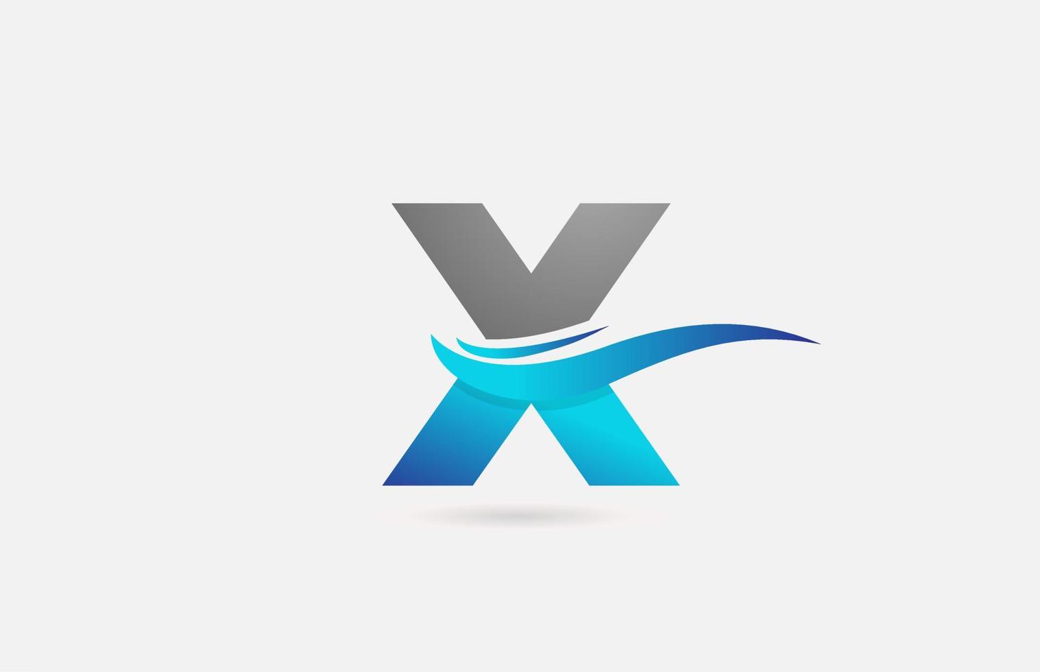 blå grå x alfabetet brev logotyp ikon för företag och företag med swoosh design vektor