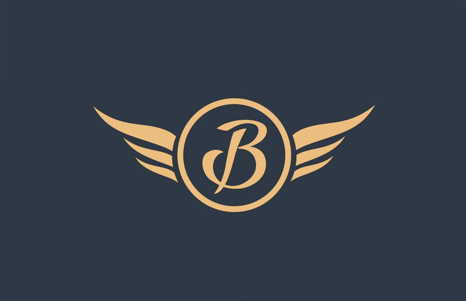 b gelbes blaues Alphabet Buchstabenlogo mit Flügelflügelsymbol und Kreis für Geschäftsdesign und Unternehmen vektor
