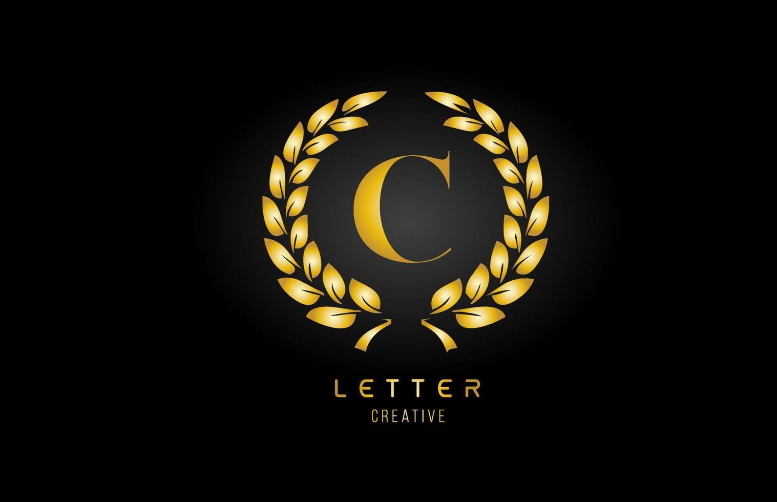 Gold goldenes c Alphabet Buchstaben Logo Symbol mit Blumenmuster für Unternehmen und Unternehmen vektor
