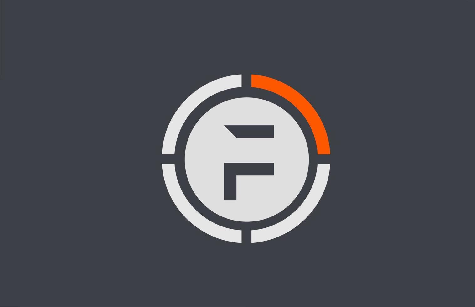 orange grau f Alphabet Buchstaben Logo Icon Design für Unternehmen und Unternehmen vektor