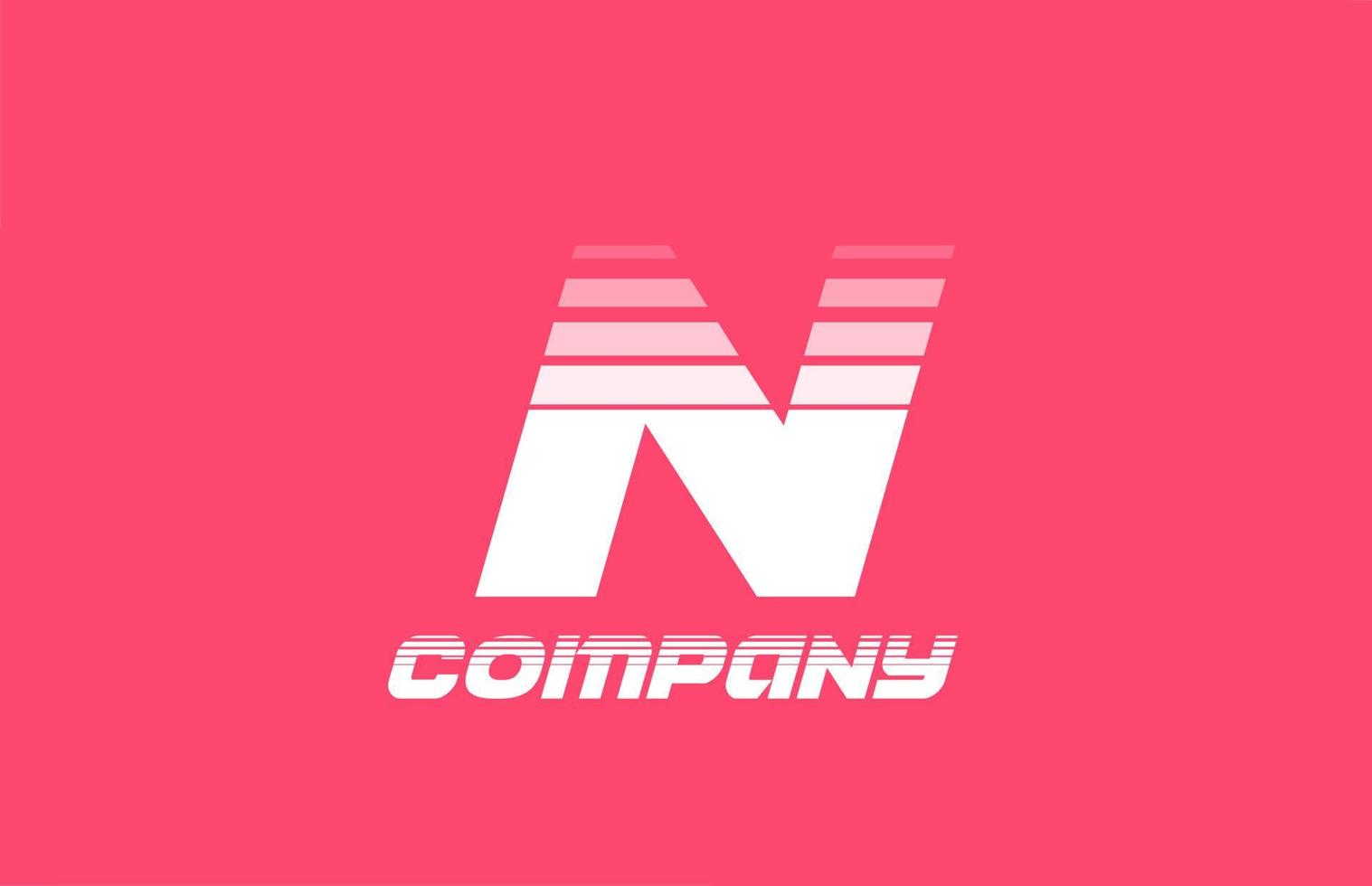n rosa weißes Alphabet Buchstaben-Logo-Symbol für Unternehmen und Unternehmen mit Liniendesign vektor