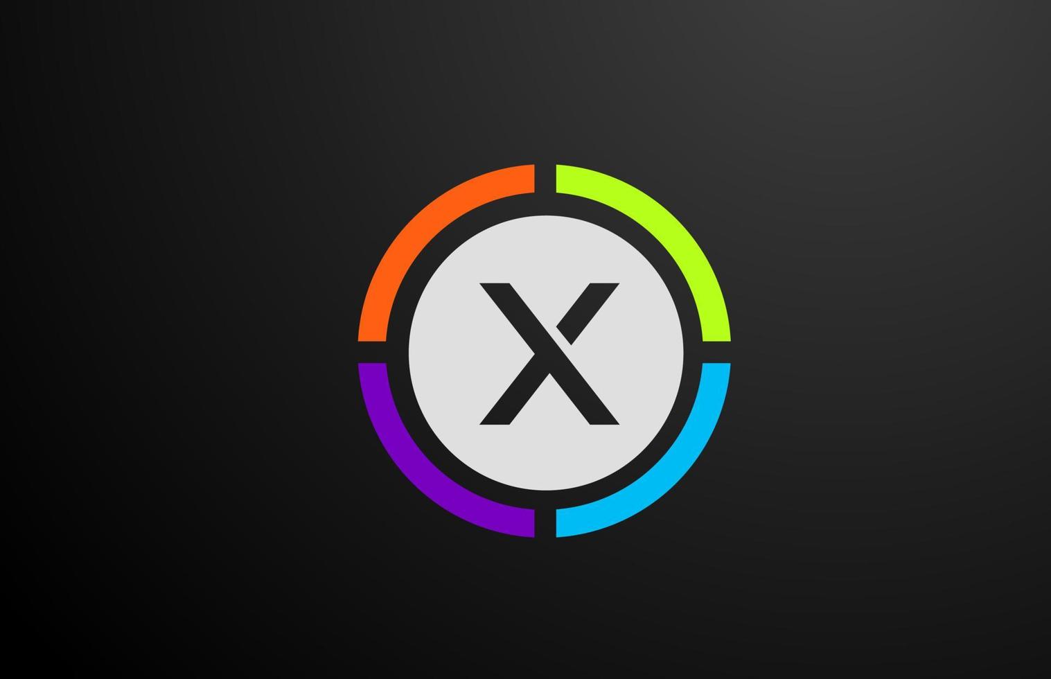 farbiges x Alphabet Buchstaben Logo Icon Design für Unternehmen und Unternehmen mit Kreis vektor