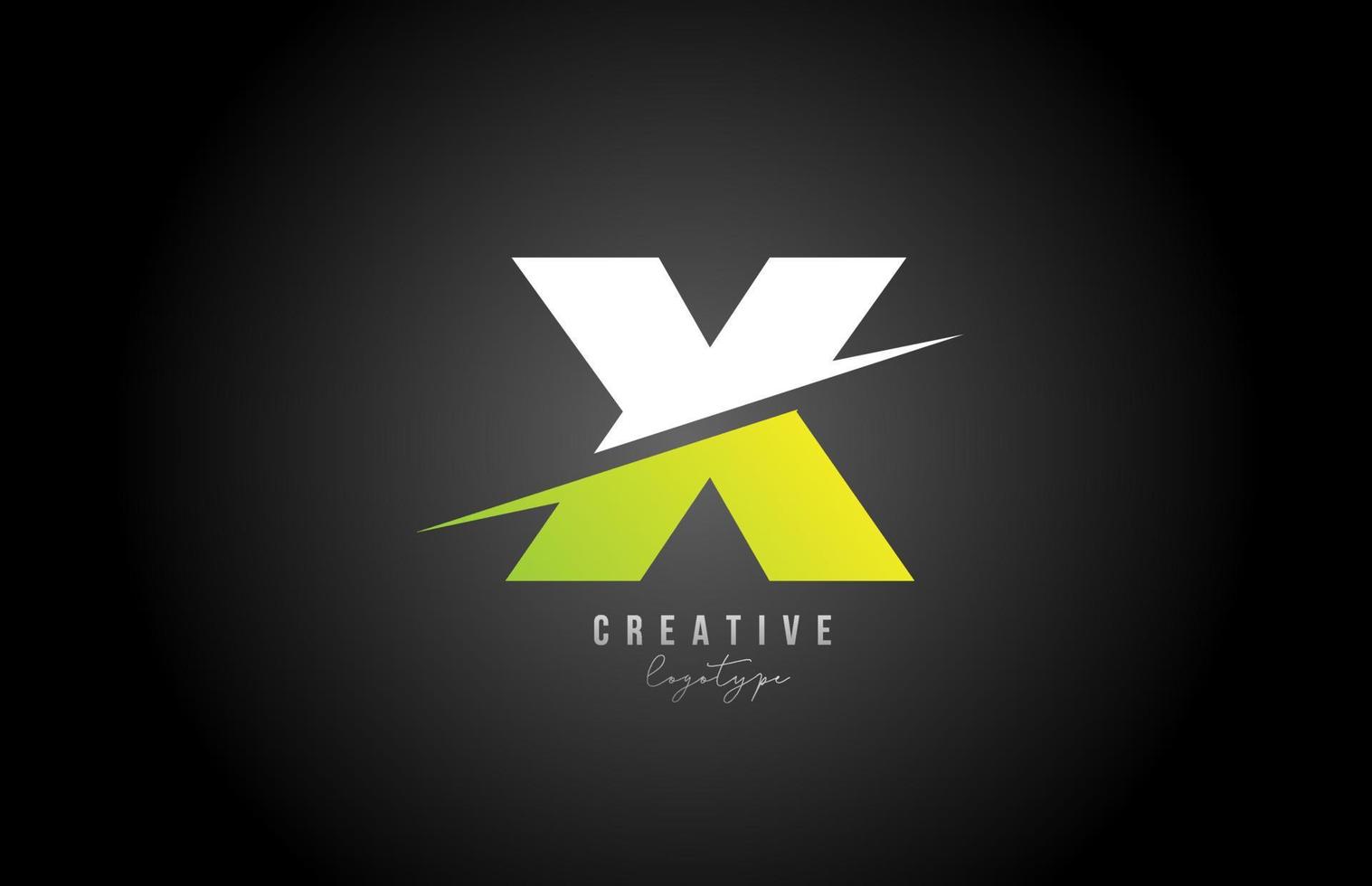 x weißes und grünes Buchstaben-Logo-Alphabet-Icon-Design für Unternehmen und Unternehmen vektor
