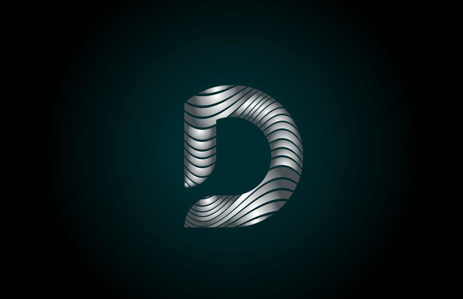 d silvergrå alfabetet brev logotyp ikon för företaget. metallic line design för företagsidentitet vektor