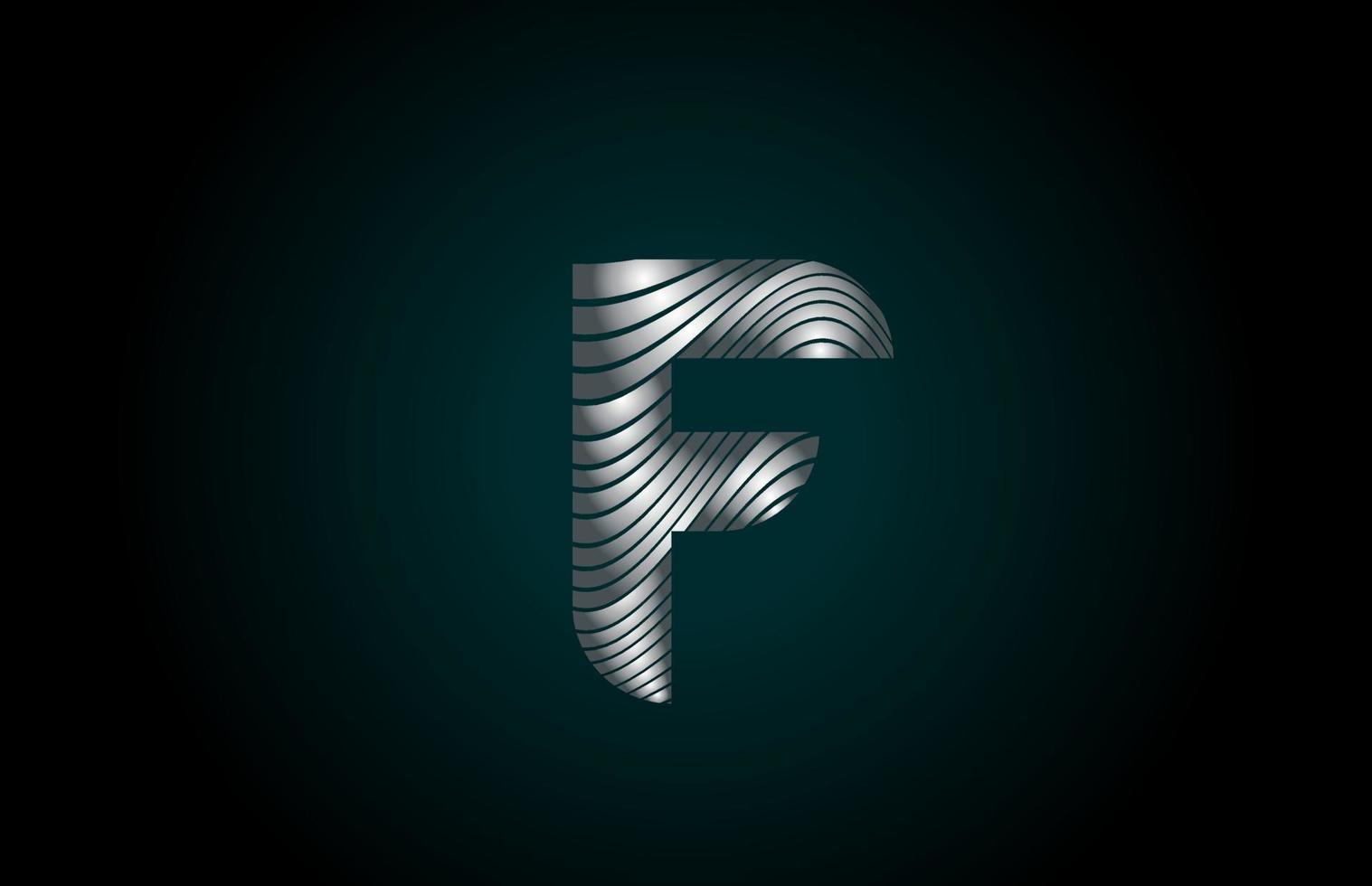f silbergraues Alphabet Buchstaben-Logo-Symbol für Unternehmen. metallisches Liniendesign für Corporate Identity vektor