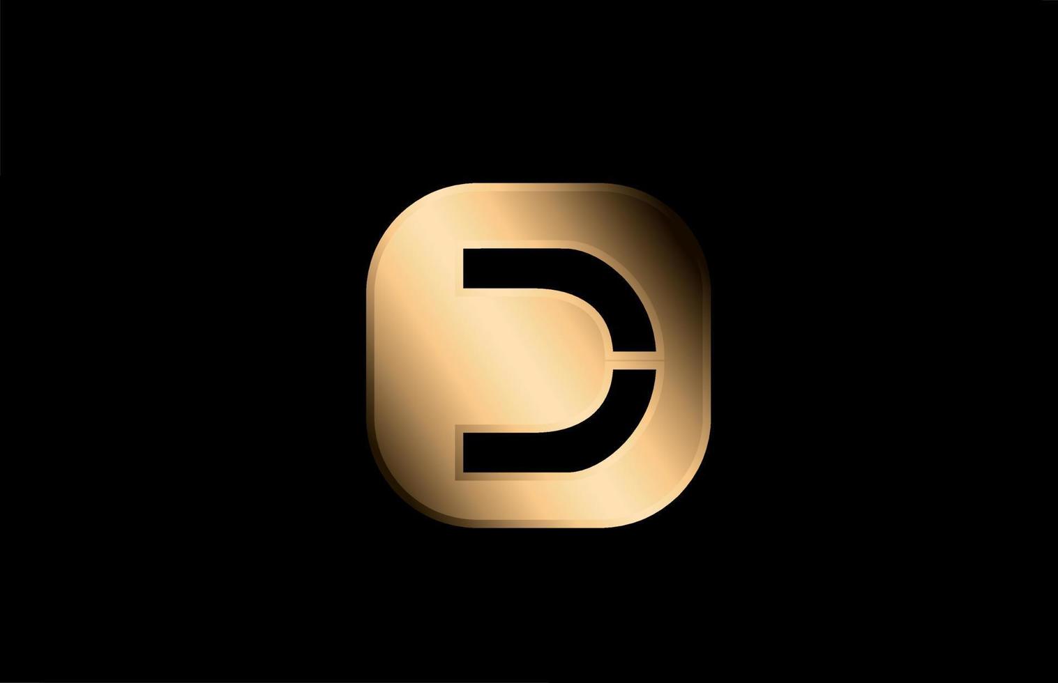 guld metall d alfabetet brev logotyp ikon design för företag och företag vektor