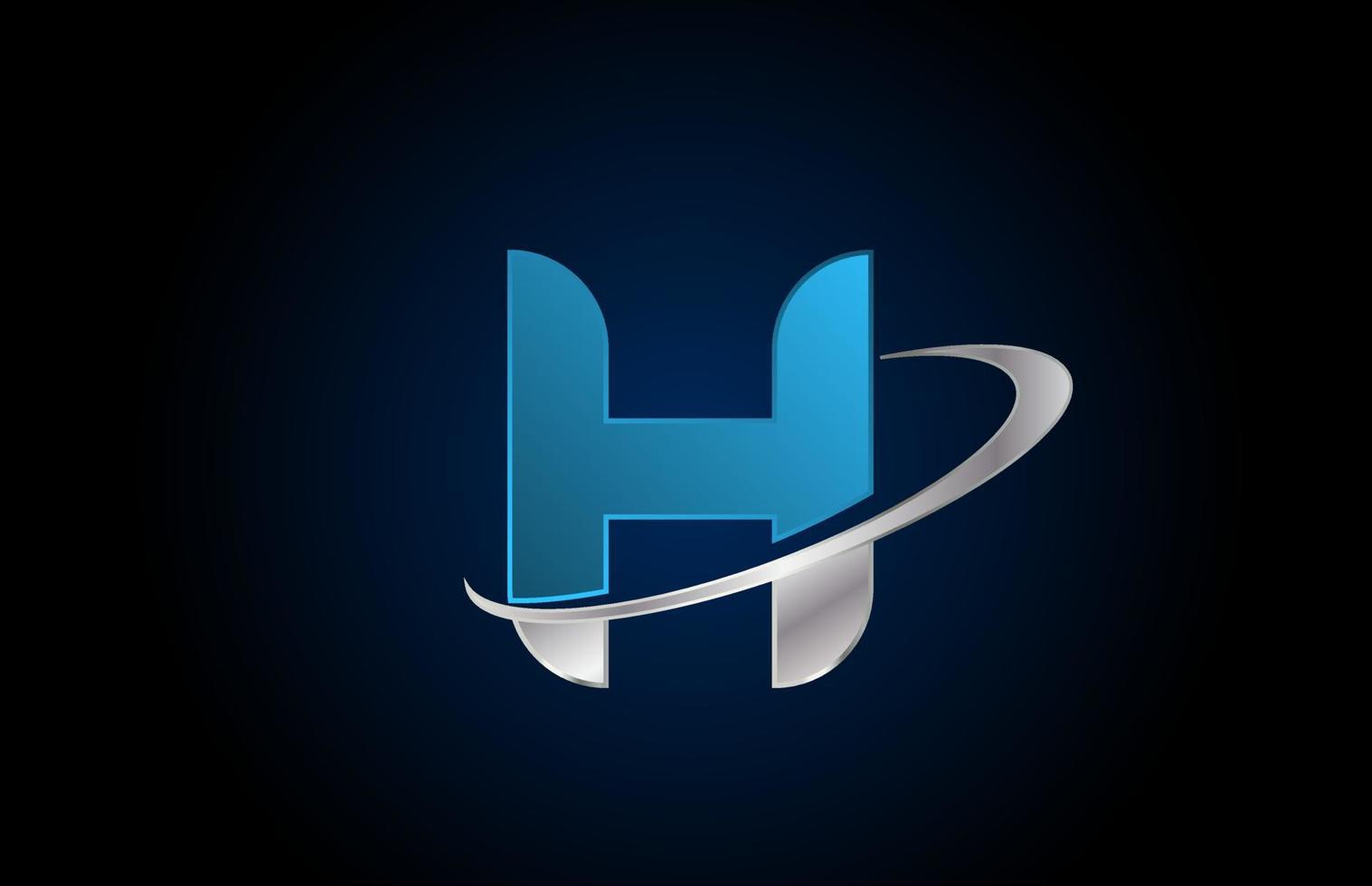 h metallisches Alphabet Buchstaben-Logo-Symbol für Unternehmen und Unternehmen mit grauem Swoosh-Design vektor
