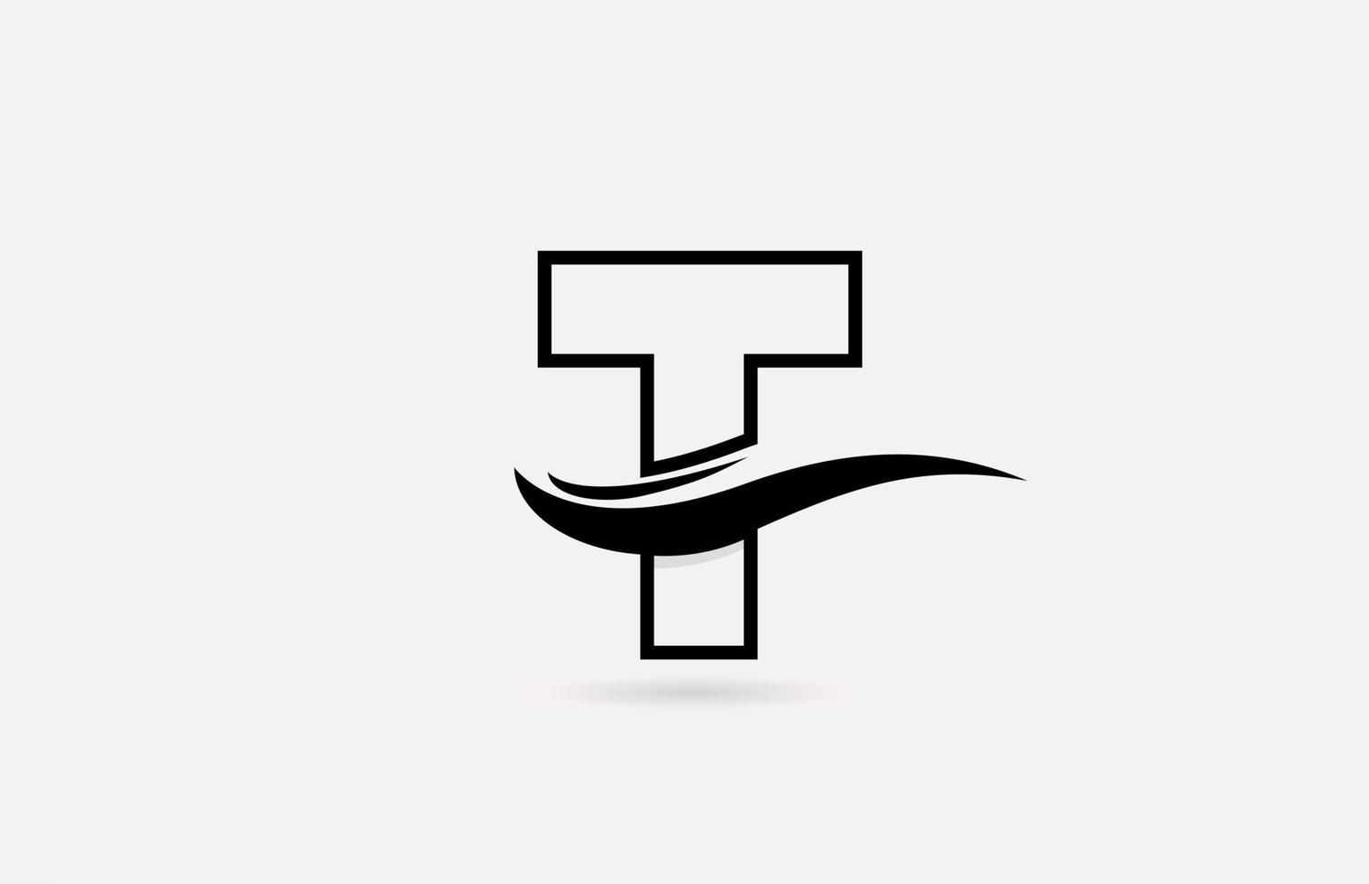 t svart och vitt alfabet bokstav logotyp ikon för företag och företag med enkel linje design vektor