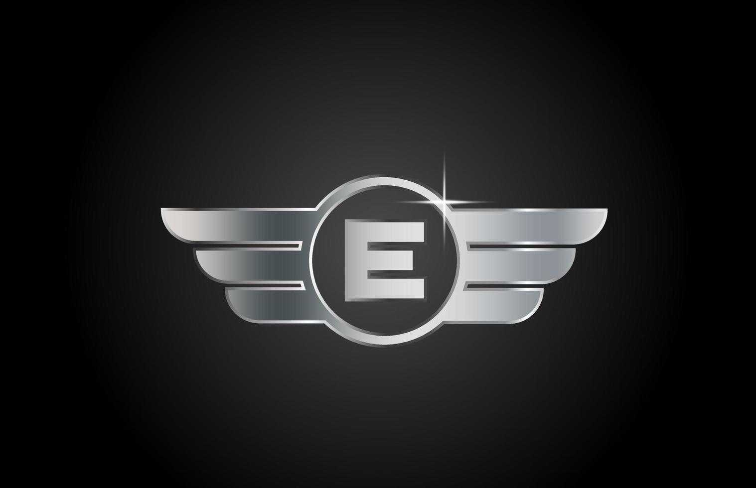 e Alphabet-Buchstaben-Logo-Symbol für Unternehmen und Unternehmen mit Flügeldesign vektor