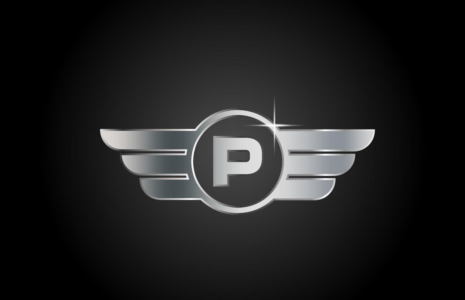 p Alphabet Buchstaben-Logo-Symbol für Unternehmen und Unternehmen mit Flügeldesign vektor