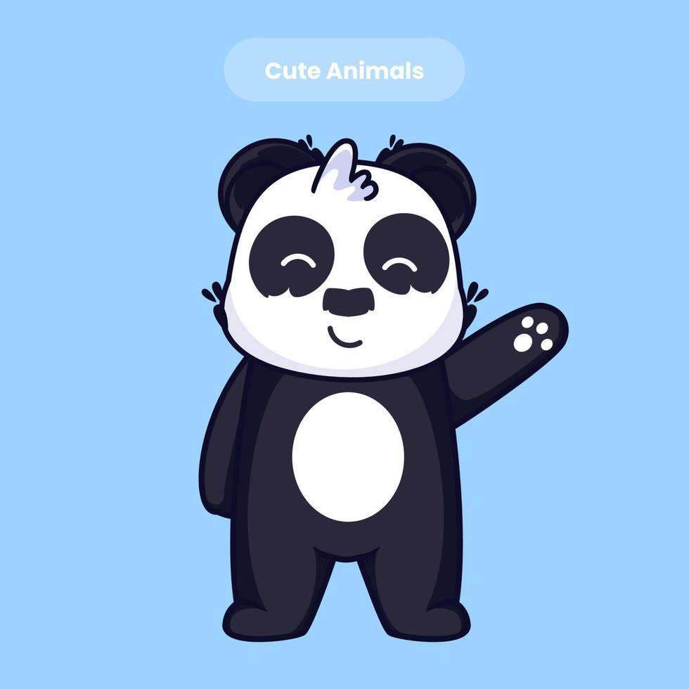 süßer Panda sagen hallo Cartoon-Vektor-Symbol-Illustration vektor