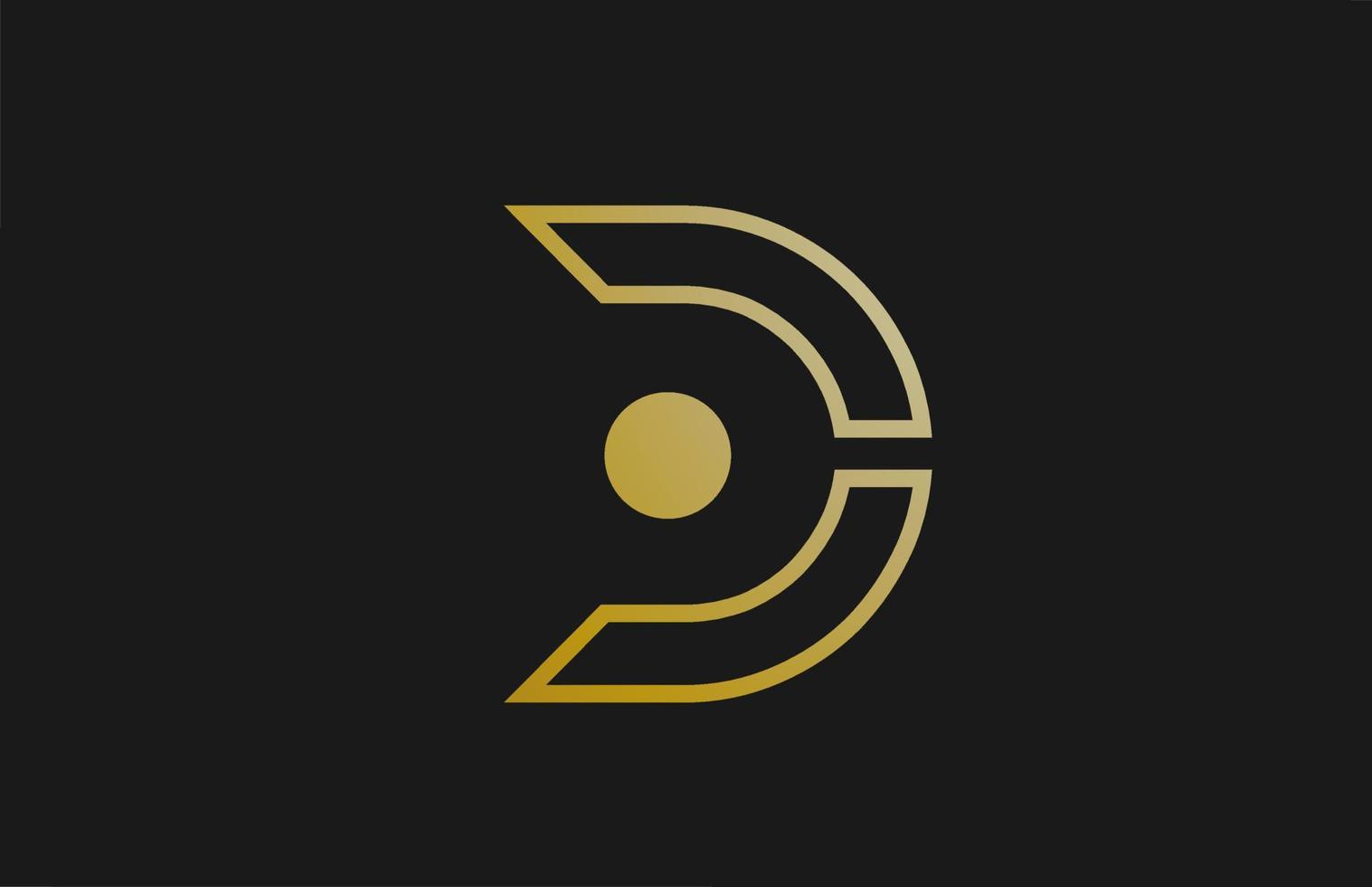 Gold goldene Linie d Alphabet Buchstaben Logo Design mit Kreissymbol für Unternehmen und Unternehmen vektor